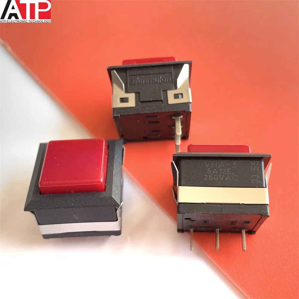 1 Pz Originale Importato Spot Vha-3 Pulsante Interruttore Autobloccante Quadrato 3 Piedi Coperchio Rosso Favorevole Benvenuto