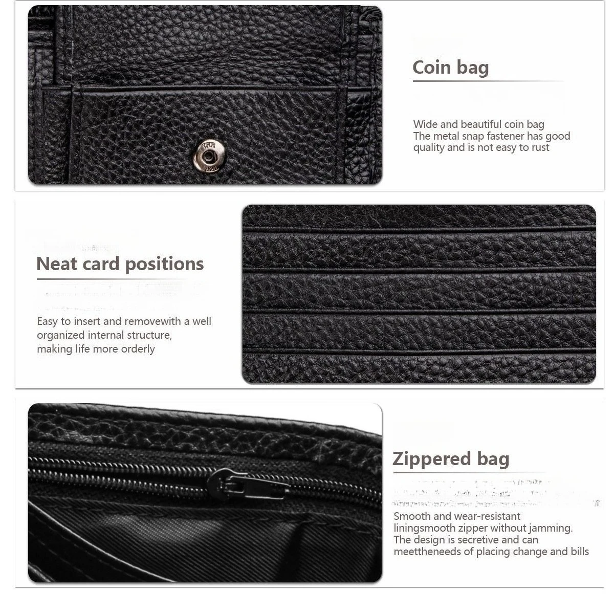 Echtes Leder Brieftasche Bifold Echtes Kuh Leder Kreditkarte Halter Kurze Geldbörsen Zipper Geldbörsen Männer Bolsa Para Monedas Hombre – Detail 14