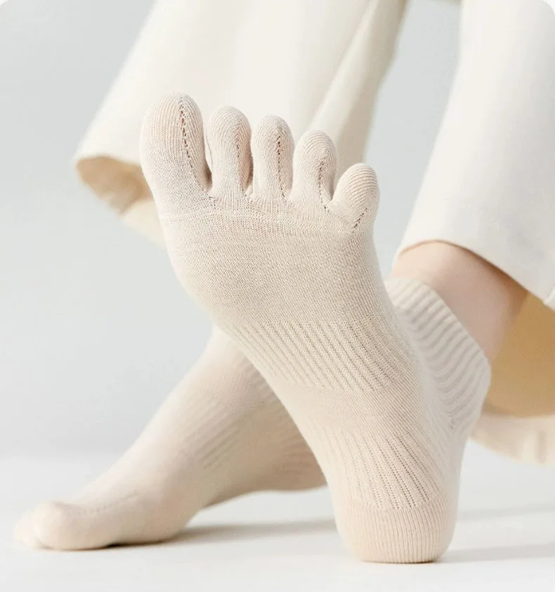 여성용 얇은 통기성 메쉬 스플릿 토 양말, 고탄성 발목 양말, 캐주얼 스포츠 짧은 양말, 여름 다섯 손가락 양말