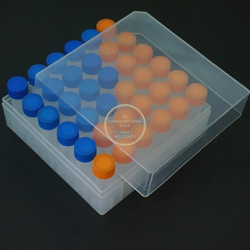 Plastic 5ml Cryovial Colored Screw Cap 1Pcs 36 Vents Plastic Freezing Tube Storage Box For Experiment 36Pcs