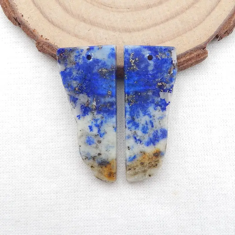 

Semiprecious Natural Stone Lapis Lazuli Nugget Earring Bead For Women Fashion Jewelry Earrings Accessories 33x14x3mm 6g