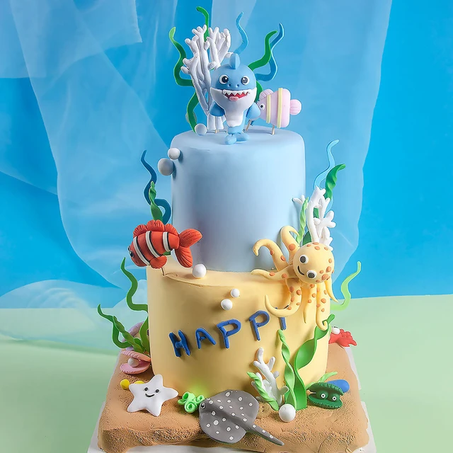 Topper per torte con animali dell'oceano per decorazioni per feste di  compleanno con sirena sotto il mare - AliExpress