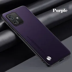 EUCAGR Luxury Leather Shockproof Soft Back Phone Case - Premium Plain Skin Design for MOTO G34 (PURPLE)
