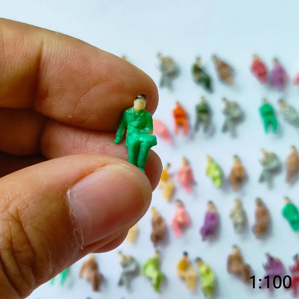 100Pcs Miniature Full Seated People Model Scale 1:100-1:200 Sitting Figure HO Train Railway Scene Layout Materials Diorama Kits 3