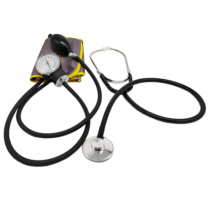Professional Medical Household Aneroid Sphygmomanometer Stethoscope Manual Blood Pressure Monitor Cotton Cuff Upper Arm