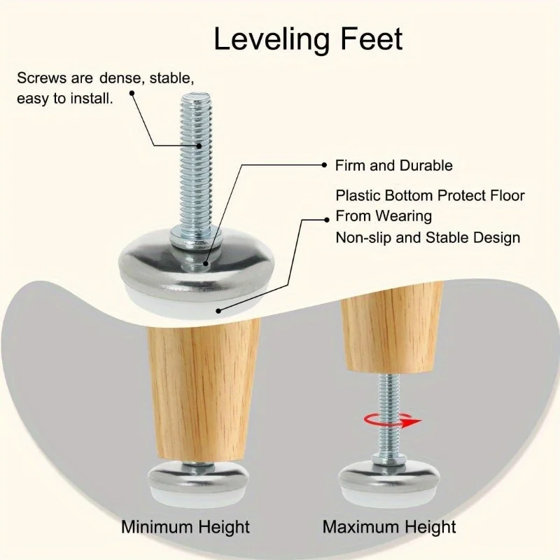 8-Pack Adjustable Furniture Glide Leveling Feet Pads