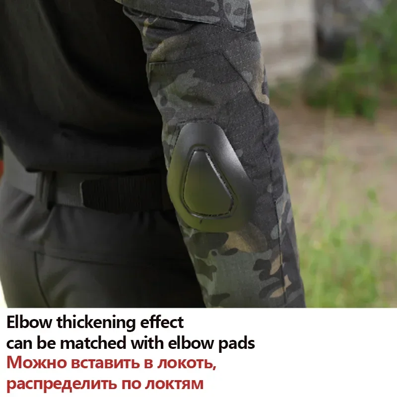 Outdoor Tactical Suits Men Clothing Wear-resistant Hunting Uniform Combat Shirt + Multi-pocket Cargo Pant with Pads Waterproof 4