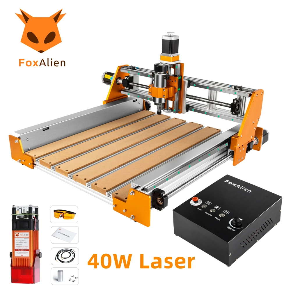 Foxalien Vasto Cnc Router With 40w Laser, 3axis Linear Rails Ball