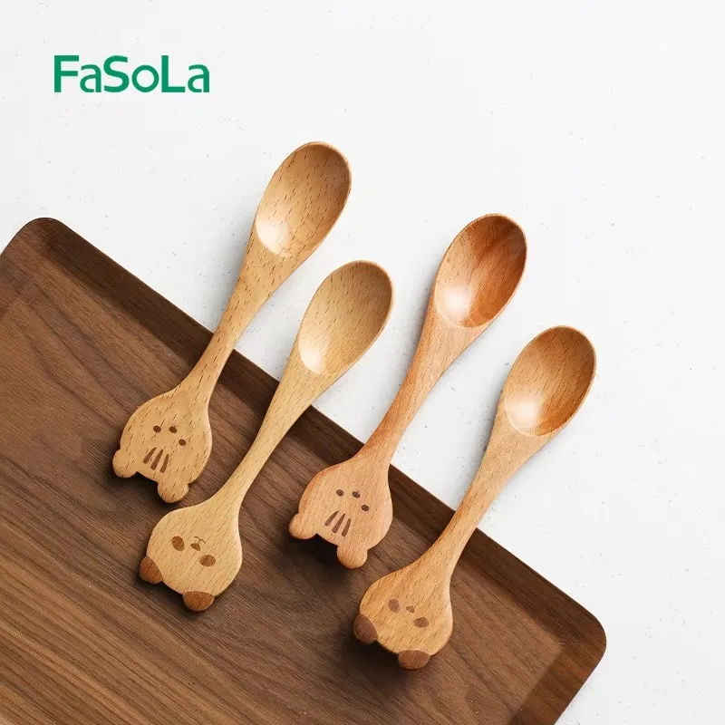 Wooden Spoon Small Ellipse Smooth for Honey Coffee Serving