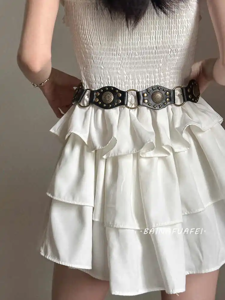 American street style retro waist belt punk chic studded leather belt