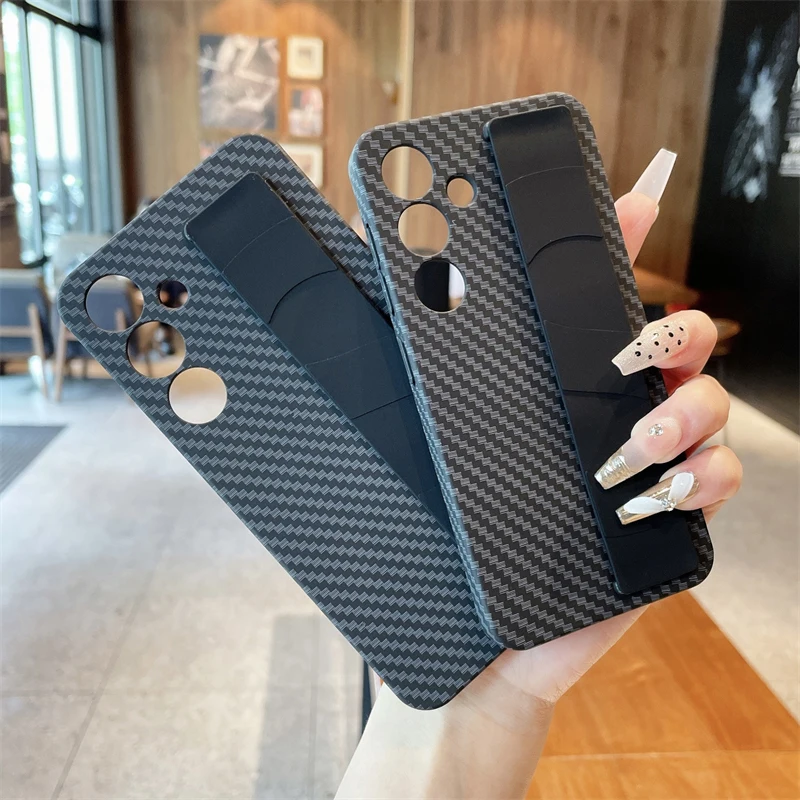 Carbon Fiber Texture Silicone Elastic Wrist Strap Shockproof Phone Case