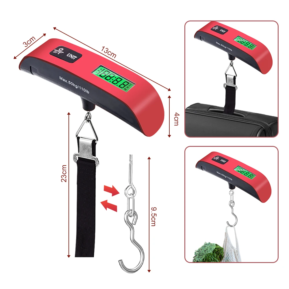 110 Pounds LCD Digital Hanging Luggage 50kg Backlit Scales for Travel Luggage  Suitcase Portable Handheld Electronic Weight Tool - AliExpress