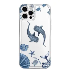 Blue Ocean Turtle Whale Silica Phone Case - Cute Marine Life Design - iPhone 17 e (Style 1)