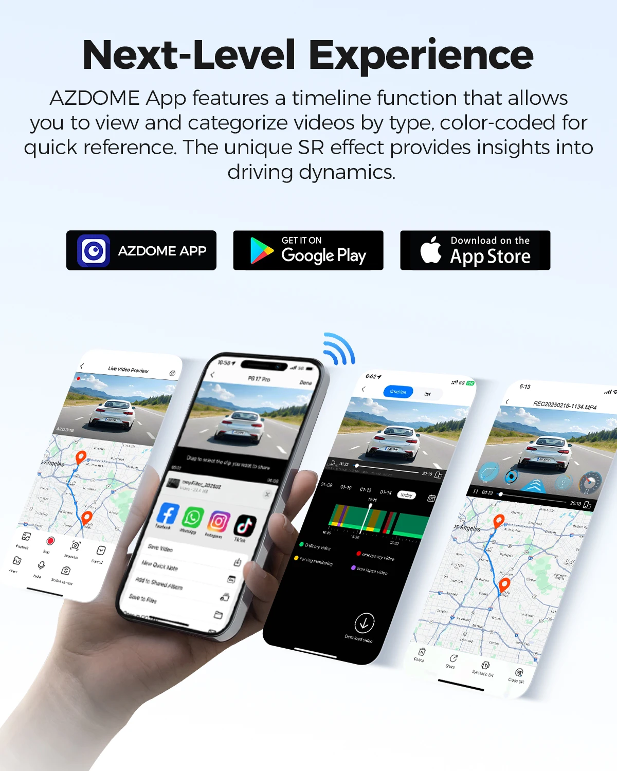AZDOME 4K+2.5K Dash Cam PG17 Pro Dual HDR Rear View Mirror Camera SONY STARVIS2 Sensor 5G WiFi OTA Upgrade Timeline Playback dash cam