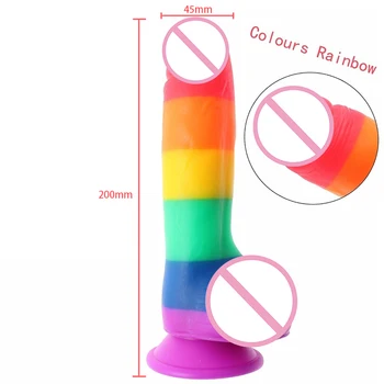 BALCKWOLF Rainbow Huge Dildos Realistic Cock With Suction Cup Large Penis Adult Sex Toys For Woman Couples Erotic Sex Products 3