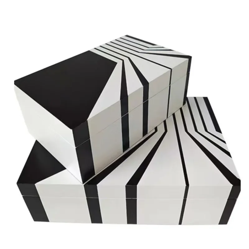 Caixa de jóias Nordic Creative, preto e branco, laca listrada, penteadeira, Home Desktop Organizer, Foyer Key Box