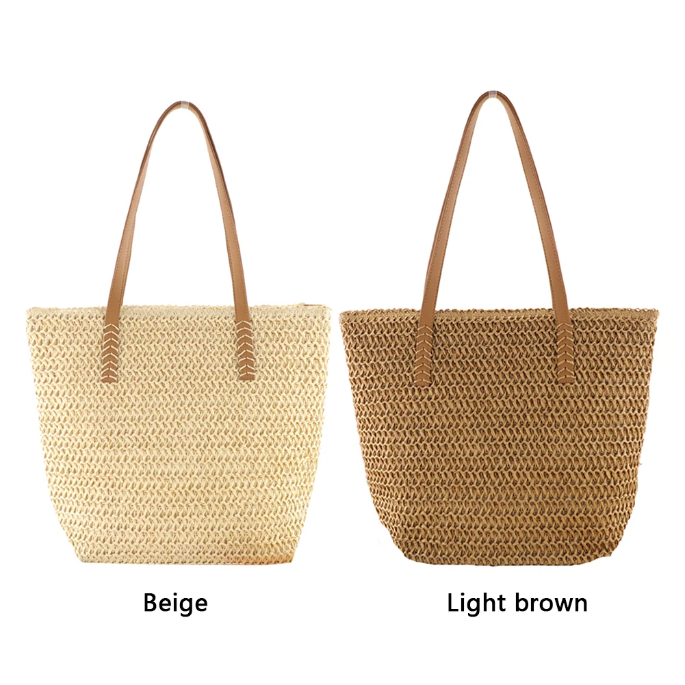 High Capacity Large Summer Beach Straw Bags 2022 Simple Luxury Fashion Travel Ladies Shoulder Handbags Top Handle Totes