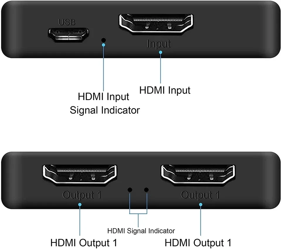 HDMI Splitter Switch 4K 1x2 HDMI Video Distributor 1 in 2 out Amplifier 1080P Dual Display For PS3 PC Laptop Monitor Projector