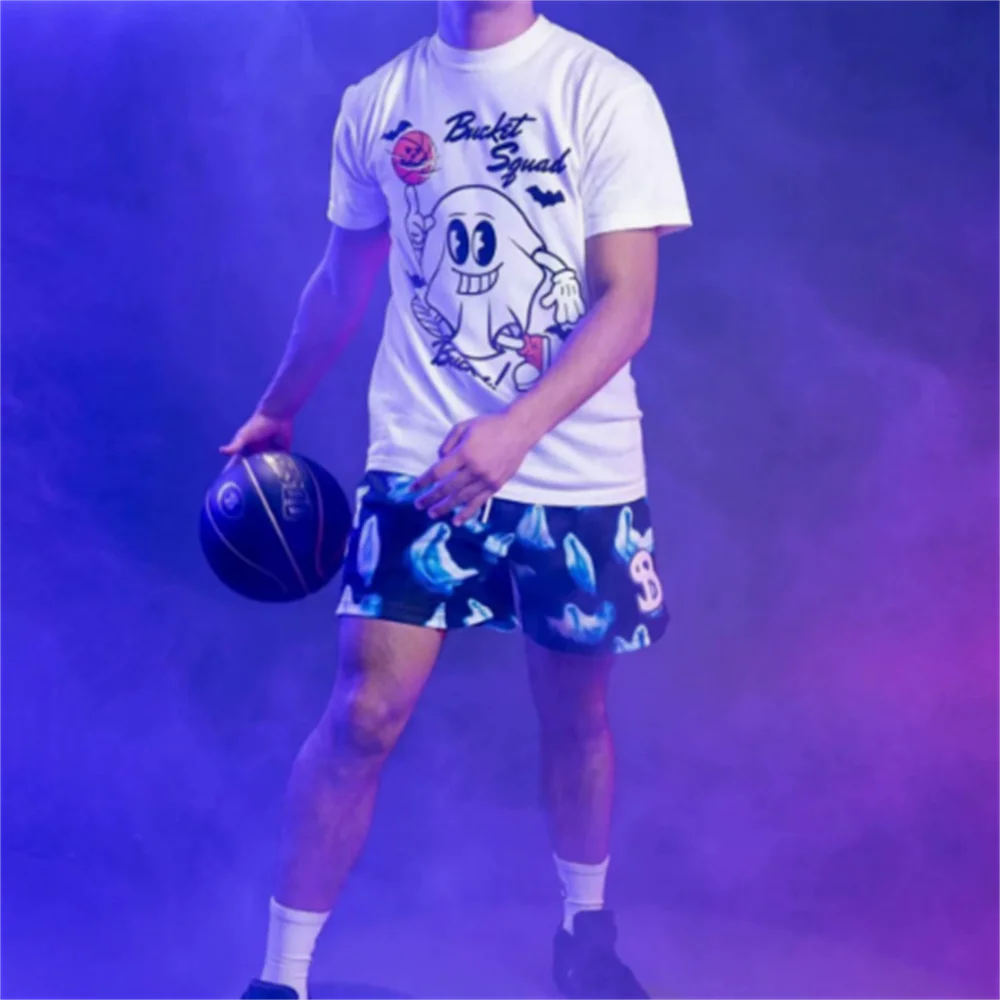 BUCKETQUAD basketball shorts men's Christmas Eve ghost loose mesh quick drying vacation travel training running fitness pants