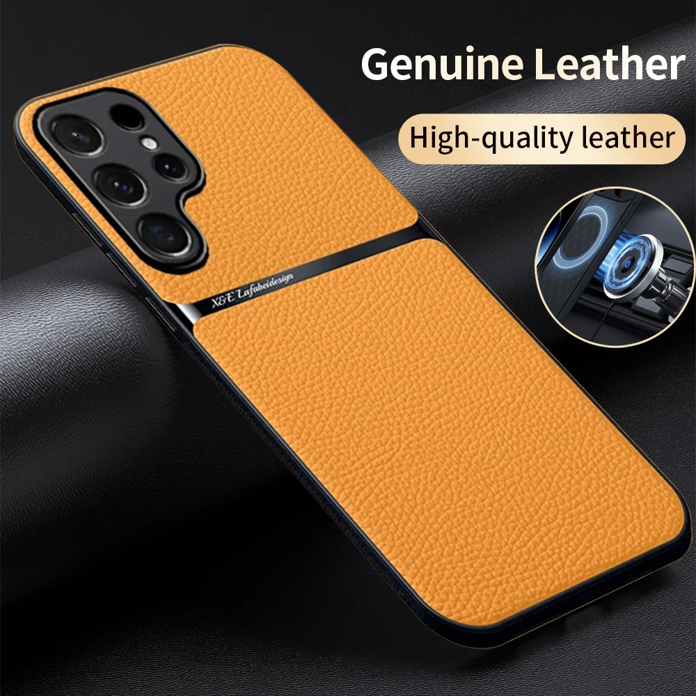 Premium Magnetic Leather Phone Case - Shockproof Cover
