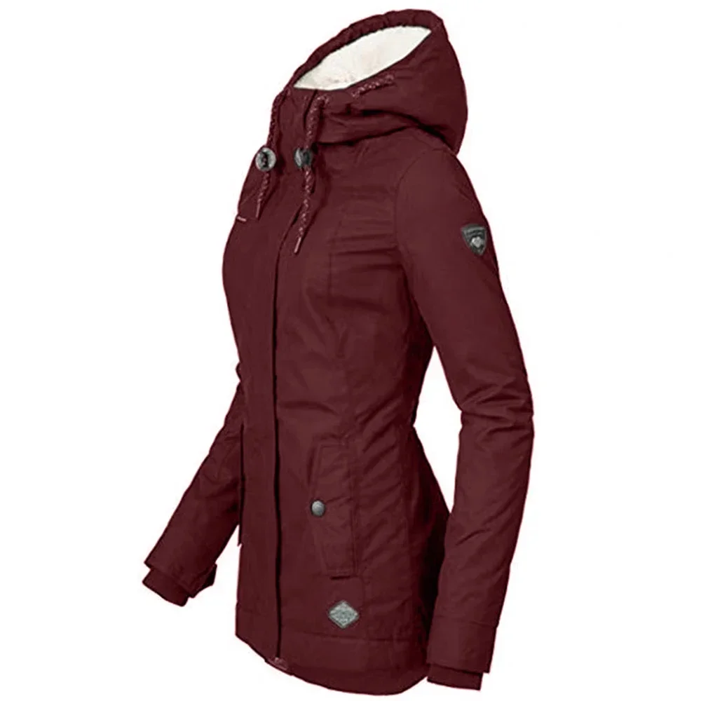 Customizable 2024 New UZZDSS Winter Women Warm Parkas Hooded Thick Plush Coats Female Mid-Long Cotton Jacket Warm Coat Outwear 2