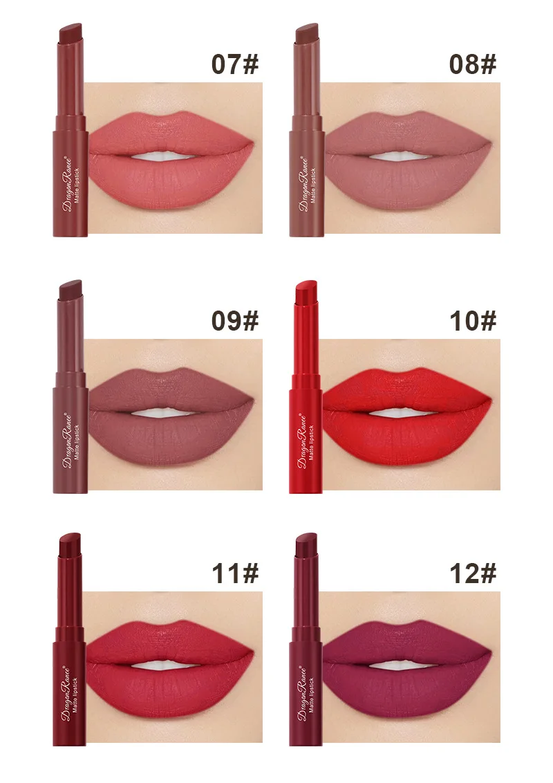 Matte Lipstick Long Lasting Tinted Lip Balm Nude Bean Paste 12 Colors_voghion.com
