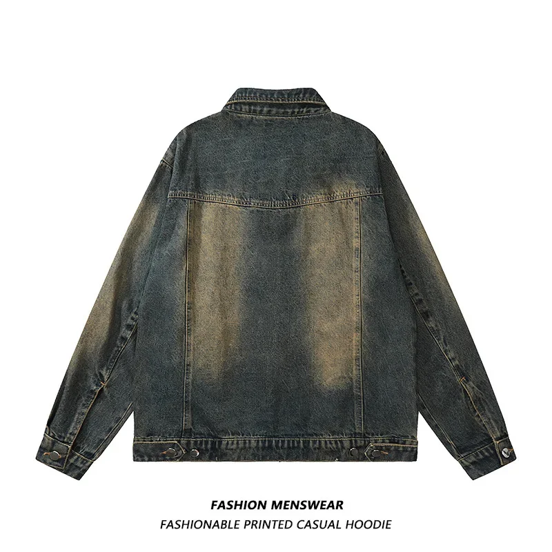 Hot Sale Of The Season Trendy Brand Retro Color Block Denim Casual Fashion Outerwear Set for Men And Women Suitable for Students