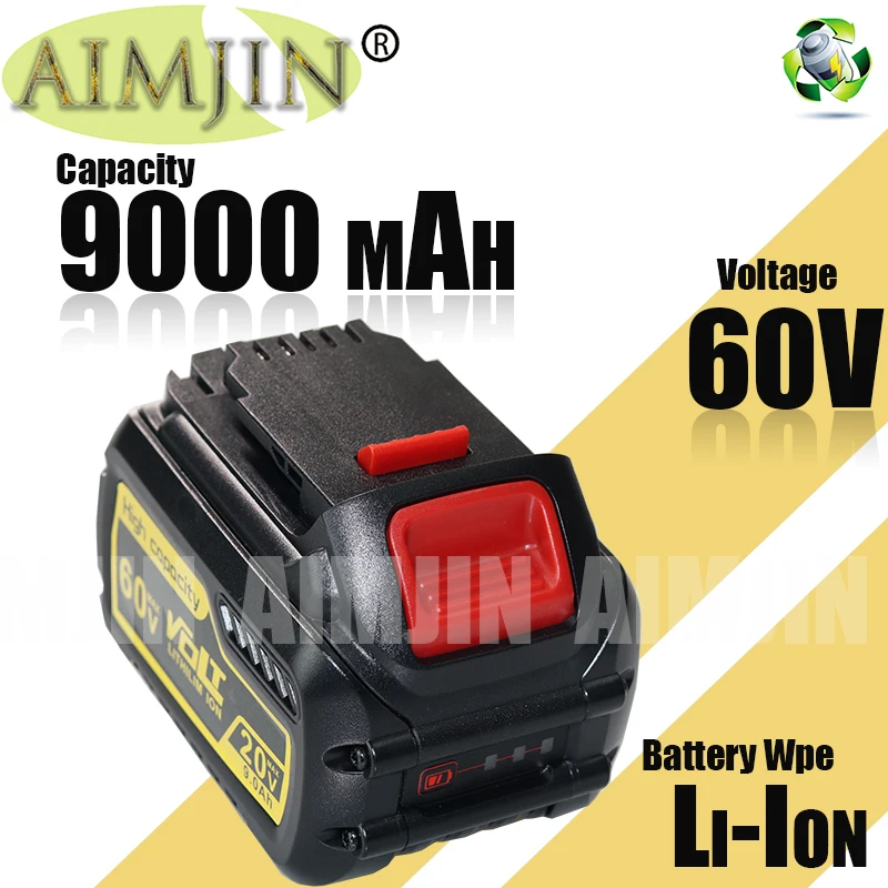 

9.0Ah 20V 60V MAX Replacement Battery For Dewalt DCB606 DCB609 DCB205 DCB204 DCB206 DCB209 Power Screwdriver Tools