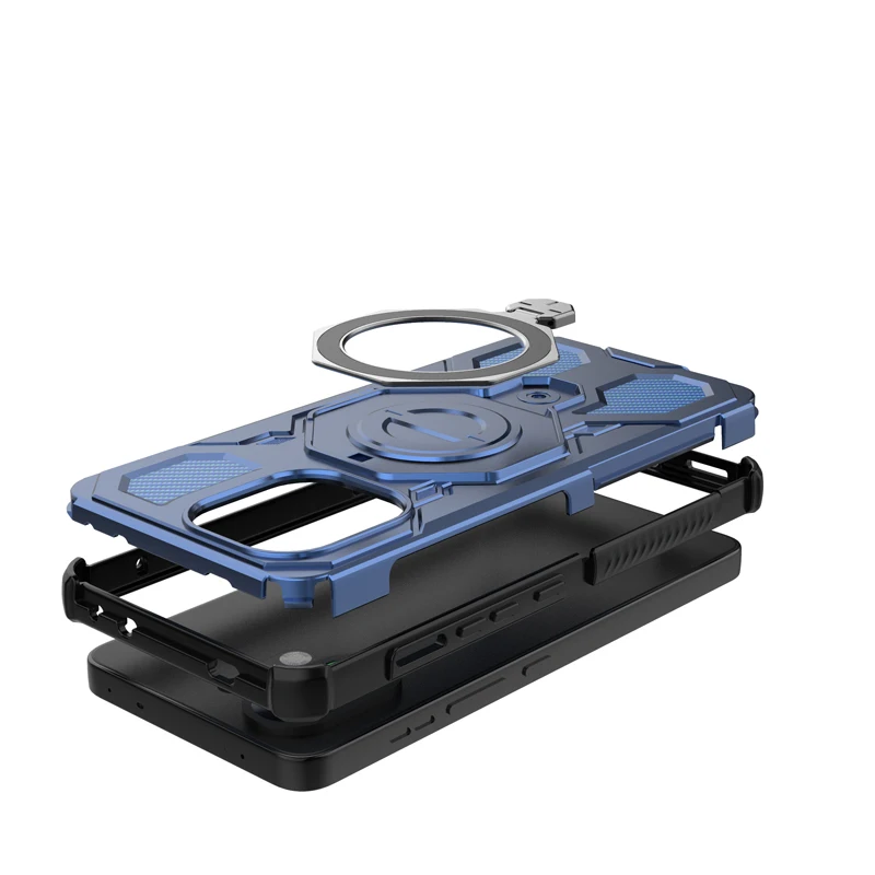 Shockproof Rugged Armor Case with Rotatable Metal Magnetic Ring Stand - Anti-Drop Cover