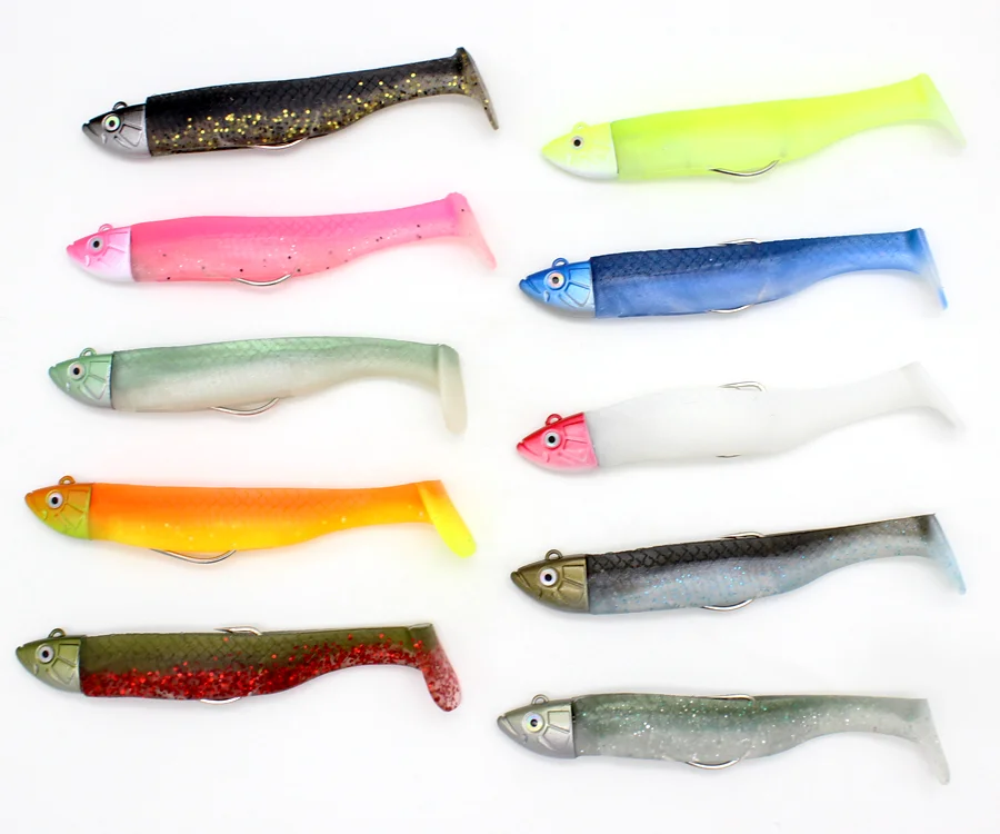 Kraut Minnow 7cm Weichen Köder mit 6,5g Jig Kopf M07 Angeln Lockt für Bass Rock Angeln Haken wie schwarz Minnow Shad Schwanz – Detail 9