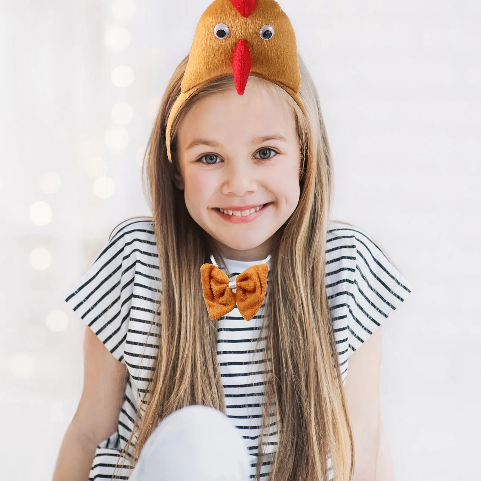 Three Piece Set Animal Headband Chicken Costume Easter Party Bow Tie Tail Hairband Headwear Accessories Costumes