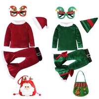 2026 Christmas Girls Costume Festival Santa Clause for New Year Kids Bell Bottom Set Fancy Xmas Party Photography Outfit