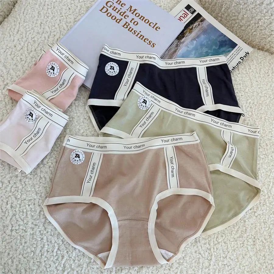 

7A антибактериальные бесшовные трусики из чистого хлопка с промежностью, женские мягкие зимние теплые трусики со средней посадкой, нижнее белье N8426