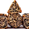 DND Metal Set Dice 7 Role Playing Dice Skull Feature, Hollow Metal D&D Dice Dungeon and Dragon 1