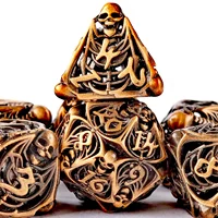 DND Metal Set Dice 7 Role Playing Dice Skull Feature, Hollow Metal D&D Dice Dungeon and Dragon 1