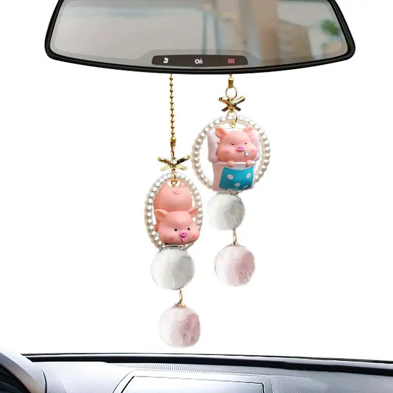 

Swinging Car Hangings Ornament Cute Car Safety Charm Ring Pendant Good Luck Charm Bag Keychain Holiday Festive Cute Charm Ring
