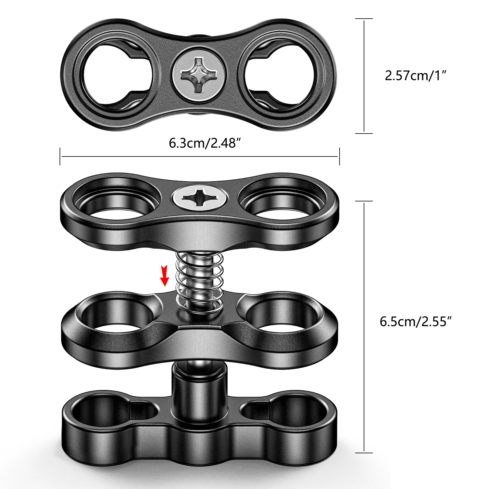 Description Picture 2 of itemPortable Flashlight Mounting Bracket Aluminum Alloy Clamp Ball Joint Bracket Arm Diving Accessory Light Combination Fixed Clamp