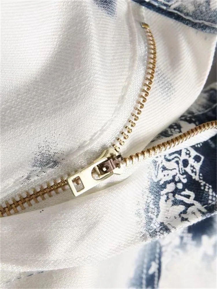 Exquisite Textured Jeans Men's Gradient Slim Fit Cross Print White Pants Cotton Breathable Soft High Stretch Luxury Summer 2024