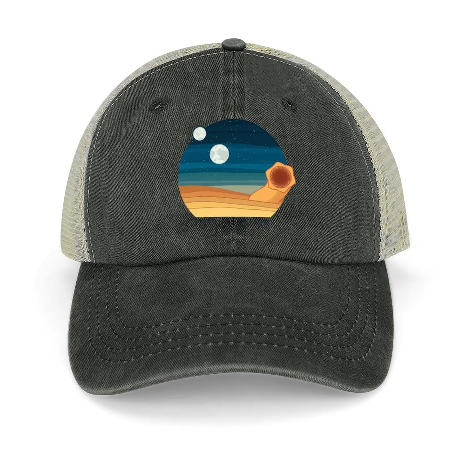 

Dune Arrakis Sandworm and Desert Moons (light backgrounds) Cowboy Hat Anime Golf Cap Sports Cap Fluffy Hat Men Women's