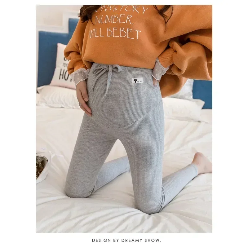 Women Maternity Leggings Ribbed Pants Spring Autumn Thin Style Maternity Pants Fashion Sports Causal Outer Wear