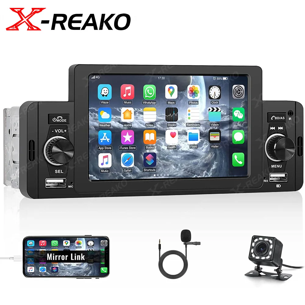

X-REAKO 1 din CarPlay Android автомобильный радиоприемник 1 Din MP5 мультимедийный видеоплеер GPS-навигация стерео для Toyota Nissan VW Peugeot