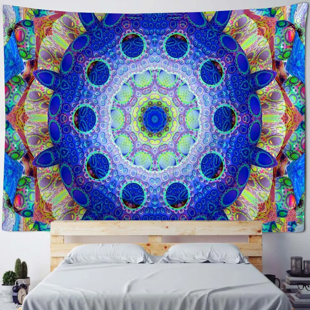 Telo Da Parete Mandala Con Elefanti In Beige Verde Rosso Arazzo Indiano Xxl Telo 2 X 2 M Per La Parete In Cotone Decorazione Hippie Karmandala - Italia - Foto 2