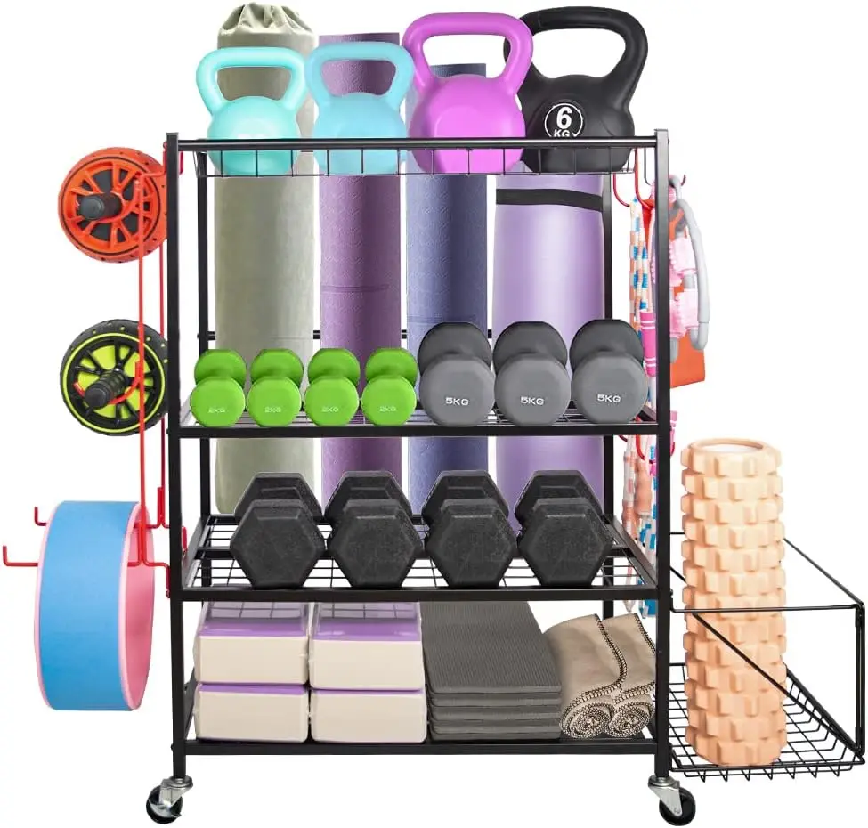 

Yoga Mat Storage , Dumbbell , Weight for Dumbbells, Home Gym Storage Organizer for Dumbbells Kettlebells Foam Roller Yoga Mat,