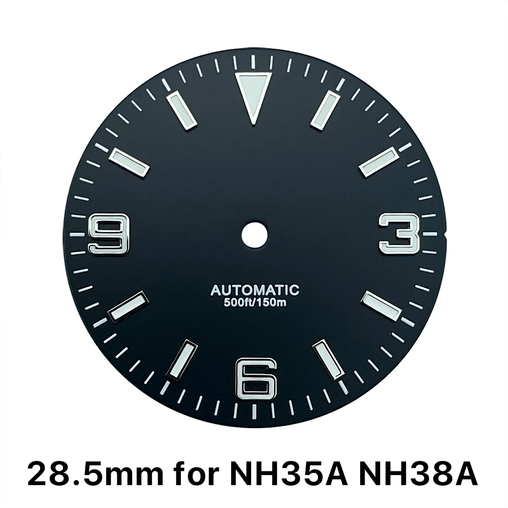 Black and White 28.5mm Watch Dials with BGW9 Lume - No Date Feature