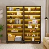 69-Inch Tall Bookcase with LED Lighting, Modern 9-Tier Freestanding Bookshelf with Solid Wood Legs, Wooden Open Display Shelf 1