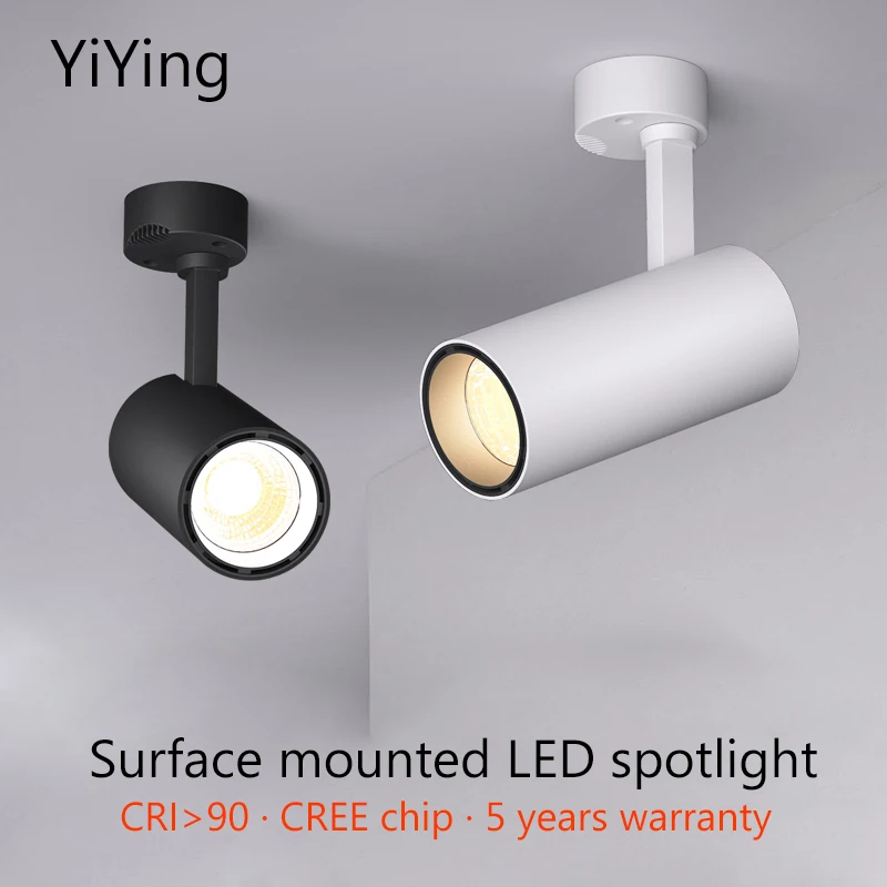 

YiYing Led Spotlight Surface Mounted COB Track Light Nordic 360 Rotation Ceiling Lamp 110V 220V For Background Wall Lighting