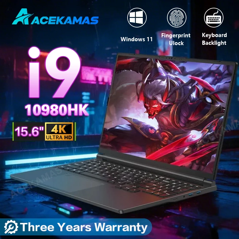 מחשב נייד למשחקים בגודל 15.6 אינץ' עם מעבד Intel Core i9 10980HK, מערכת הפעלה Windows 11 Pro, מחשב נייד לגיימרים עם זיכרון DDR4 בנפח 16GB ודיסק SSD בנפח 1TB, תמיכה ב- IPS, רזולוציה של 1920*1080, מחשב עם טביעת אצבע