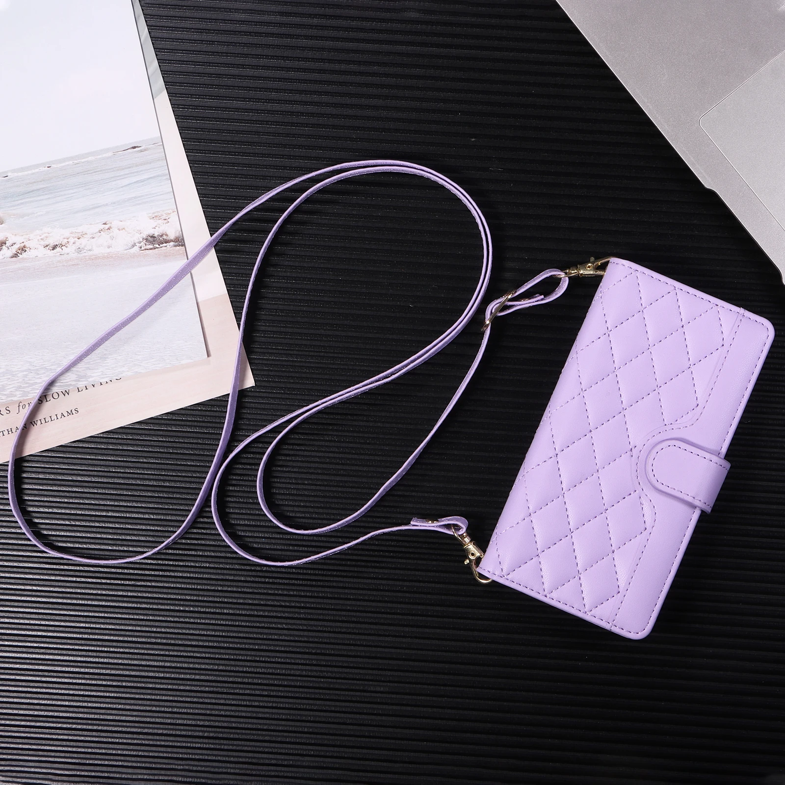 Leather Flip Case with Hand Strap and Wrist Wallet - Features 3 Card Slots