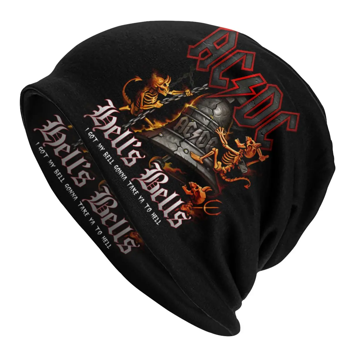 

Hells Bells AC DC Beanie Bonnet Knit Hat Men Women Cool Unisex Adult Vintage Rock Winter Warm Skullies Beanies Caps