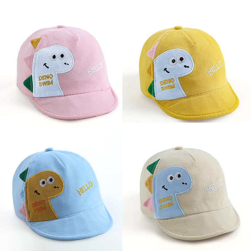 accessoriesbaby eating  Cartoon Dinosaur Baby Hat Soft Cotton Boys Girls Baseball Cap Summer Outdoor Infant Girls Sun Hats shake baby's hand